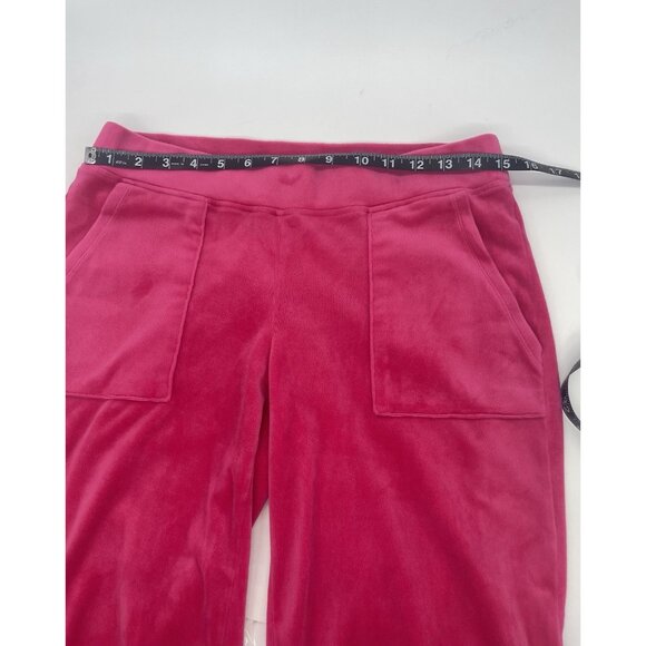 Juicy Couture Pink Velour Rhinestone Pull-On Flare Sweatpants Women's Sz S Pants - Picture 8 of 8